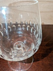 Vintage Cut Crystal Cognac Glass 4.5” Brandy Snifter Vertical Groove Design 70s