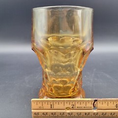 Anchor Hocking Georgian Glass Paneled Tumbler Amber Gold 5″