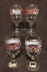 Set Of 4 Vintage Libby Winter Christmas Village Street Scene Wine Water Goblets