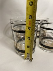 Vintage Set Of 4 Luminarc J.D. Durand Low Ball Glasses Black Gold *READ
