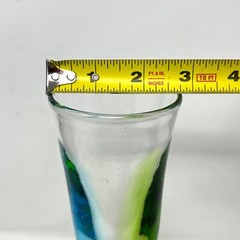 Set 3 Hand Blown Blue Green Tulip Art Glass Wine Champagne Stem 9.5″ Tall