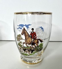 English Foxhunt Horse Rider Hounds Scenic Glasses Set of 3 Germany