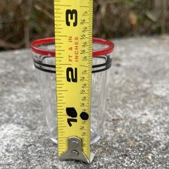 Vtg 1920s Art Deco Red Blk Banded Ice Bucket 4 Shot Glasses Prohibition Era Read