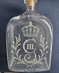 Glass Flask & Four Crystal Liquor Glasses