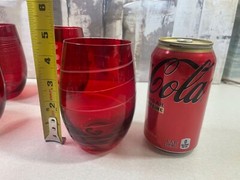 Mikasa Cheers Ruby Red Stemless Etched Wine Glasses Set of 4 Retired