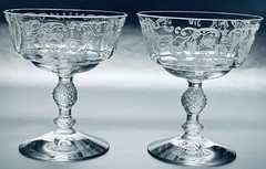 FOSTORIA * MORNING GLORY ETCH 313 * LOW SHERBETS PAIR *