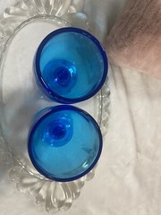 Imperial Glass Hoffman House Antique Blue Water Goblets Pair (1c) 5.8inch