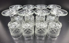 8 Anchor Hocking Wexford Claret Wine Glasses Set Vintage Cut Etched Bar Ware Lot