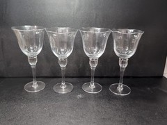 Mikasa Studio Nova Crystal Monaco Water Goblets Set, Ribbed Ball Stem, Set of 4