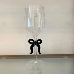 Black Bow Wine Glass Holiday Glam Barware NEW