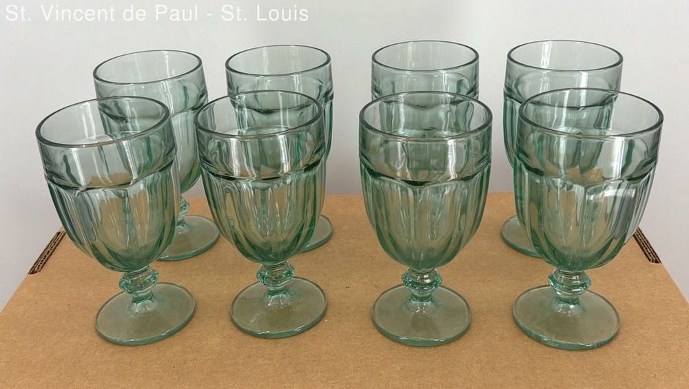 Vintage Libbey Duratuff Gibraltar Goblets Spanish Green Set of 8