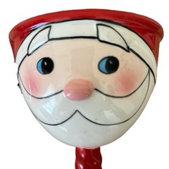 Grasslands Road Set Of Two Large Wine Goblet Glass Stemmed Santa Face Christmas