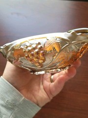 Super Iridized Goofus Glass US Glass Carnival Glass Palm Beach Tricorner Bowl
