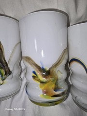 Old Flame Candle Co. Vintage 1950s Swirled Cased Art Glasses, Set of 4