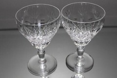 Two (2) ROYAL BRIERLEY ELIZABETH England 5 1/2” Crystal Water Wine Goblets MINT