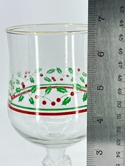 2 VTG 1987 Libbey Arbys Christmas Glasses Wine Iced Tea Goblets Holly Berry Bows