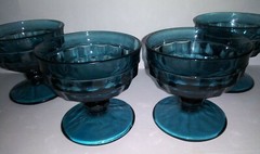 Fostoria Colony Whitehall Riviera Blue Cubist Glasses -Set/Lot