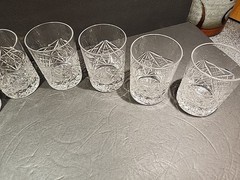 Set Of 8 Matching Antique Tumblers, American Brilliant Period Cut Glass Crystal