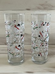 12 VTG 1960s Cera Snowman Snowflakes Tom Collins Barware Holiday Glasses 12oz
