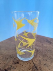 Atomic Boomerang Glass Tumblers With Yellow Pattern(3432Tote4) 1950-1960