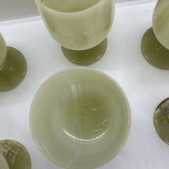 Onyx Marble 5” Green Goblets Set of 6 Hand-Carved Stone Wine Goblets Vintage
