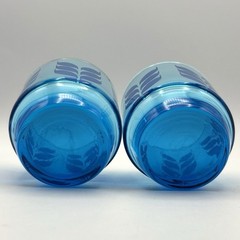 MCM J. WM Hale Cobalt Blue Leaf Lowball Cocktail Drink Glasses Set of 2