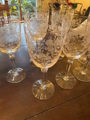 Vintage Fostoria Etched Crystal Water Goblets – Set of 8