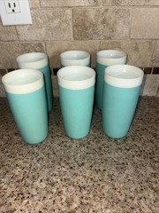Vintage Bolero Thermoware Tumblers Set of 6 Teal Turquoise #E83