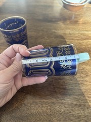 Vintage Art Deco Tumblers Blue & Gold Overlay Set Of 2