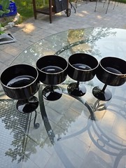 Lenox Venture Black Platinum Trim Crystal Champagne Mid-Century Modern Set Of 4