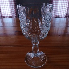 Vintage Libbey Hobstar Stemmed Clear Glass Water/ Wine Drink Goblet 7″ Set of 4