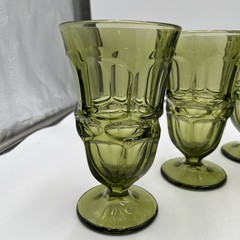 Vtg 1963-1982 MCM Six (6) Fostoria Argus Goblet Green HFM 3 3/4″ W x 6 5/8″ H