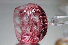 Set of Five (5) Beyer Crystal Cordial Glasses Multi-color Cut To Clear MINT
