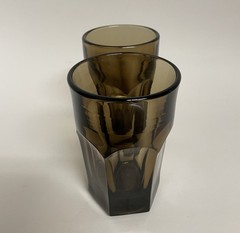 Imperial Old Williamsburg Brown Flat Tumblers Glasses 11 oz 5 1/8” Vintage 2 ct