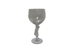 Vintage Clear Bacchante Frosted Nude Stem Hand Blown Wine Glass