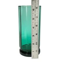 5ct Set VTG Anchor Hocking 16 oz Essex Green Paneled Flat Tumbler Glasses 6 3/8″