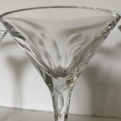 Vintage Crystal Martini Glasses Set Of 4 Heavy Duty Beautiful! 40’s EUC Wine