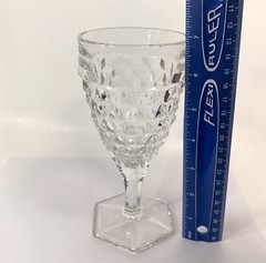 Fostoria American Goblet Water 2056 Cube Hexagon Foot Clear Glass 7” 10 Oz