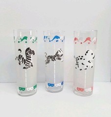 3 Vtg Libbey Frosted Carousel Animal Merry Go Round Tom Collins Glasses See Dscr