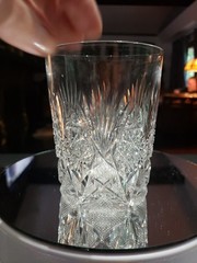 (1) Tumbler 4″, American Brilliant Period Cut Glass Crystal Early design Straus?