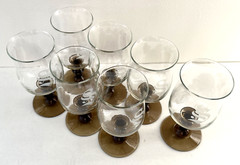 Set of 7 vintage Libbey Premier Tulip Smokey Quartz Glass Goblets 6-1/2″H 12 oz