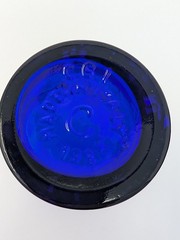 Set of 6 Vintage Cobalt Blue Glass Tumbler Bow and Flower Design Made in Italy