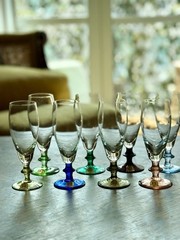 Vintage Hand Blown Harlequin Champagne Flutes Blefeld Co Set Of 8 NEW