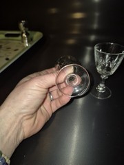 Two Mini Vintage Crystal/Glass Wine Sherry Cordial Glass