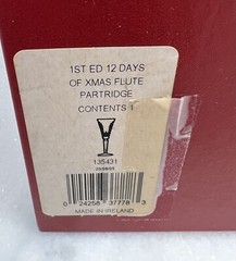 NIB Waterford Crystal 1st Edition 12 Days Of Christmas Flute, PARTRIDGE, Ireland