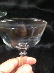 Pair of Libbey Glass Pillar Stem Champagne Coupes Stemware 3002