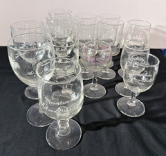 Vintage Wine Festival Glasses from 1974-1983, Lot of 14 – from SF Bay Area Towns