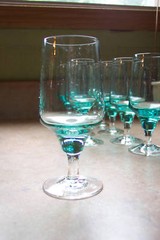 Sasaki Crystal Aqua Harmony 5.6 oz Juice Stem(s) Excellent Used Condition