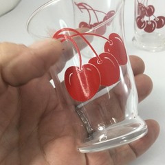 Vintage Libbey Shot Glasses Mid Century Modern Red Cherry Pattern Set of 6 READ