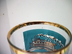 5 Turquoise & Gold Riverboat PaddlewheelerTumblers Glasses 7″ Tom Collins Cooler